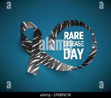 Simbolo del giorno della consapevolezza delle malattie rare, nastro con stampa zebra. Illustrazione Vettoriale