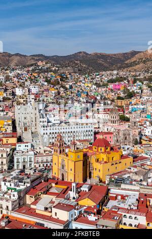 Vista sul sito patrimonio dell'umanità dell'UNESCO, Guanajuato, Messico, Nord America Foto Stock