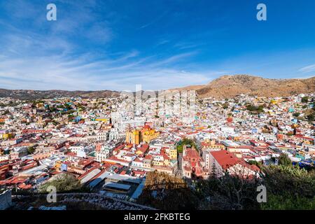 Vista sul sito patrimonio dell'umanità dell'UNESCO, Guanajuato, Messico, Nord America Foto Stock