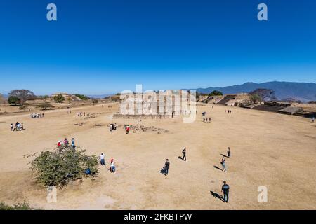 Monte Alban, Patrimonio dell'Umanità dell'UNESCO, Oaxaca, Messico, Nord America Foto Stock