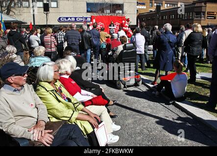 Manifestazione del primo maggio a Linköping, Svezia. Foto Stock