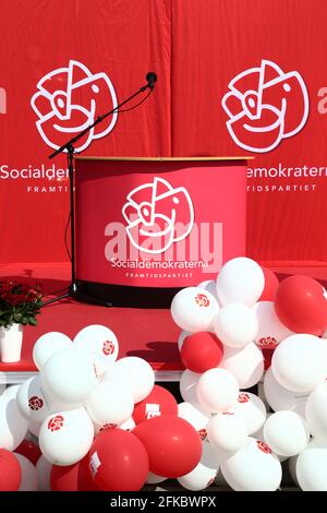 Manifestazione del primo maggio a Linköping, Svezia. Foto Stock