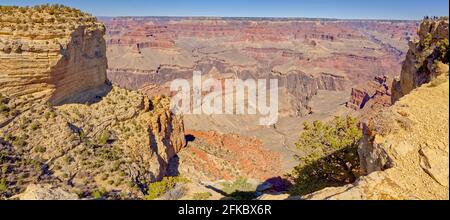 Il Grand Canyon si vede dal lato ovest di Maricopa Point lungo la Hermit Road, il Grand Canyon National Park, l'UNESCO, l'Arizona, gli Stati Uniti, il Nord America Foto Stock