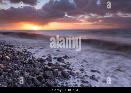 Alba sul mare a Llantwit Major in inverno, Glamorgan, Galles, Regno Unito, Europa Foto Stock