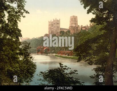 Durham cattedrale e il fiume Wear circa 1890-1900