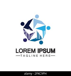 Modello di design del logo delle icone della comunità, del network e dei social network Illustrazione Vettoriale