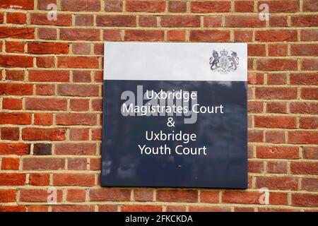 Uxbridge Magistrates Court, West London, dove Matthew Mathinney, la stella di un Netflix Reality TV show e figlio di un ex avvocato generale è stato multato di quasi £3,000 per essere stato abusivo al personale di cabina su un volo. Data immagine: Venerdì 30 aprile 2021. Foto Stock