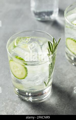 Rinfrescarsi boozy Rosemary Gin e Tonic con cetriolo Foto Stock