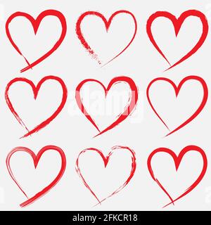 Cuori disegnati a mano su sfondo trasparente. Elementi di progettazione per San Valentino modello per il tuo progetto Illustrazione Vettoriale