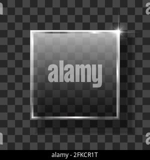 Cornice in vetro vettoriale con luce isolata su sfondo trasparente. Modello per il tuo progetto Illustrazione Vettoriale