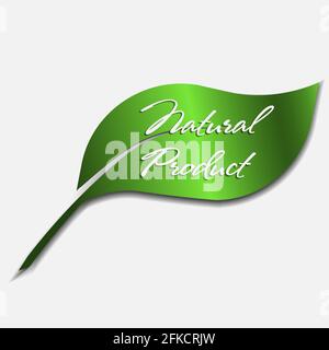 Icona 3d del prodotto naturale, logo verde a foglia. Modello per il tuo progetto Illustrazione Vettoriale