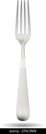 illustrazione vettoriale 3D realistica con forcella in metallo isolata modello per il design Illustrazione Vettoriale