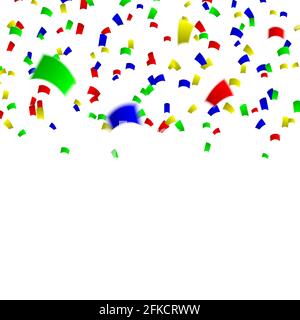 Modello di sfondo per la celebrazione con confetti e nastri colorati. Illustrazione vettoriale modello per il progetto Illustrazione Vettoriale