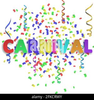 Modello di sfondo per la celebrazione con confetti e nastri colorati. Illustrazione vettoriale modello per il progetto Illustrazione Vettoriale