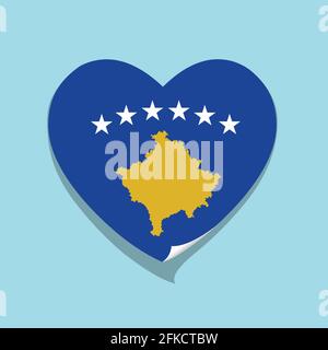 Amo l'illustrazione del vettore di cuore della bandiera del Kosovo Illustrazione Vettoriale