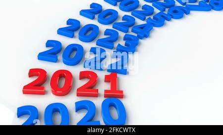 2021 Future in the Circle rappresenta il nuovo anno 2021, rendering tridimensionale, illustrazione 3D Foto Stock