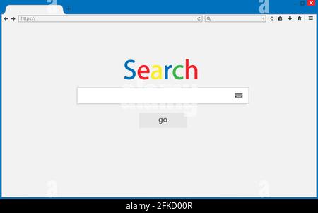 finestra del browser su sfondo trasparente. Ricerca browser. Illustrazione vettoriale. Modello per il tuo progetto Illustrazione Vettoriale