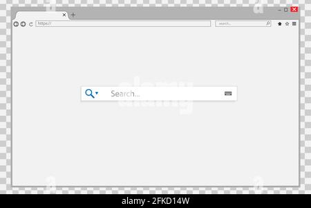 finestra del browser su sfondo trasparente. Ricerca browser. Illustrazione vettoriale. Modello per il tuo progetto Illustrazione Vettoriale