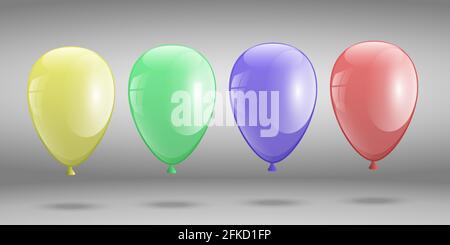 Set di palloncini colorati 3D realistici. Illustrazione di festa del palloncino lucido volante. Modello per il tuo progetto Illustrazione Vettoriale