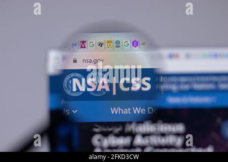 New York, USA - 26 Aprile 2021: NSA CSS US National Security Agency logo close-up sulla pagina del sito web, editoriale illustrativo Foto Stock