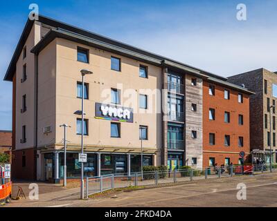 YMCA Norwich. YMCA Hostel moderno a Norwich vicino alla stazione degli autobus della città. Norwich YMCA. Foto Stock