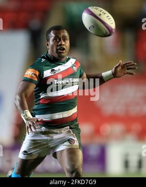 Kini Murimurivalu di Leicester Tigers durante la semifinale della Coppa europea di sfida Rugby a Mattioli Woods Welford Road, Leicester. Data immagine: Venerdì 30 aprile 2021. Foto Stock