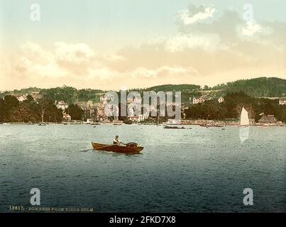 Bowness da Birch Holm nel Lake District, Cumbria circa 1890-1900 Foto Stock