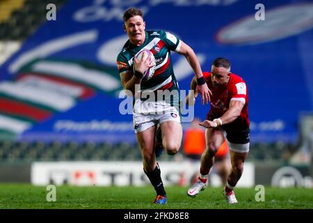 30 aprile 2021; Mattioli Woods Welford Road Stadium, Leicester, Midlands, Inghilterra; European Rugby Challenge Cup, Leicester Tigers contro Ulster; Freddie Steward di Leicester Tigers Foto Stock