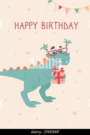 Biglietto Di Compleanno Per Ragazzo Con Dinosauro T-Rex – Formato A5 Con Busta – Divertente E Colorato - 4