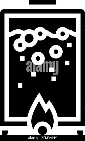 illustrazione vettoriale dell'icona glifo della produzione farmaceutica di riscaldamento Illustrazione Vettoriale