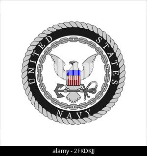 Logo vettoriale realistico della US Navy. Illustrazione Vettoriale