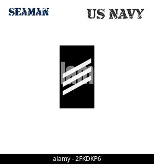 Icona vettoriale realistica del chevron della fascia da braccio del Seaman della Marina degli Stati Uniti. Illustrazione Vettoriale