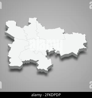 La mappa isometrica 3d di Glasgow è una regione della Scozia, illustrazione vettoriale Illustrazione Vettoriale