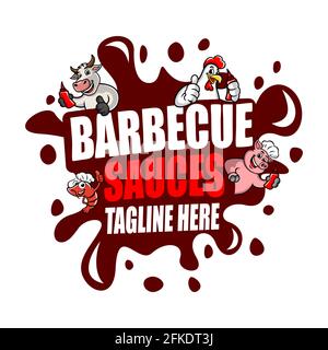 Logo barbecue e salse Illustrazione Vettoriale