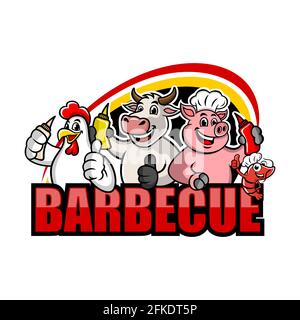 Logo barbecue e salse Illustrazione Vettoriale