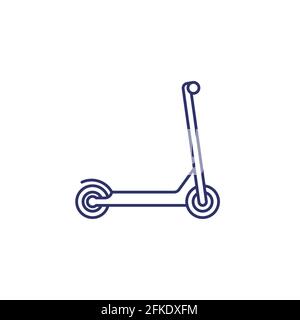 icona vettore linea kick scooter su bianco Illustrazione Vettoriale