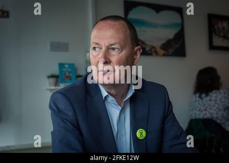 Bill Kidd è un candidato del Partito Nazionale Scozzese SNP , Glasgow, Scozia Foto Stock