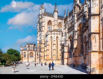 Batalha, Distretto di Leiria, Portogallo. Monastero di Santa Maria da Vitoria na Batalha. Il monastero è un sito patrimonio dell'umanità dell'UNESCO. È considerato un Foto Stock