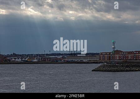 Hartlepool punta guardando verso West Hartlepool , County Durham , UK Foto Stock