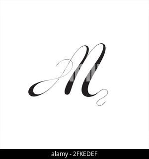 Lettera m calligrafica manoscritta. Iniziale alfabeto maiuscolo. Elegante, femminile, forma da sposa. Illustrazione Vettoriale