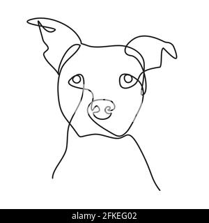 Illustrazione del vettore a linea singola Dog. Dog con disegno a linea continua. Disegno a linea disegnato a mano con cane. Illustrazione Vettoriale