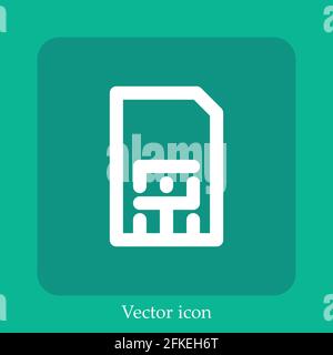 Icona vettore sim icona lineare.linea con tratto modificabile Illustrazione Vettoriale