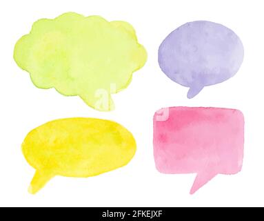 Acquerello colorato bolle di parlato isolato su sfondo bianco. eps vettoriale 10 Illustrazione Vettoriale