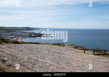 Affacciato su Aberystwyth, Galles, da Constitution Hill Foto Stock