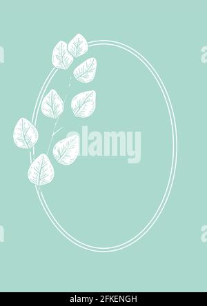 Cornice moderna con diramazione di eucalipto. Illustrazione vettoriale disegnata a mano Illustrazione Vettoriale