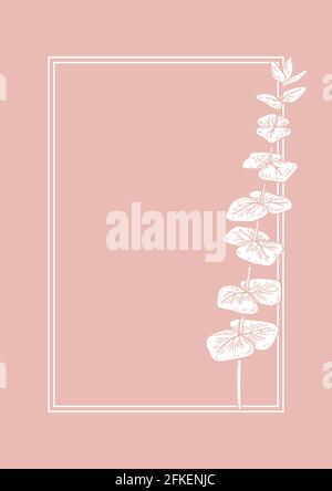 Cornice moderna con diramazione di eucalipto. Illustrazione vettoriale disegnata a mano Illustrazione Vettoriale