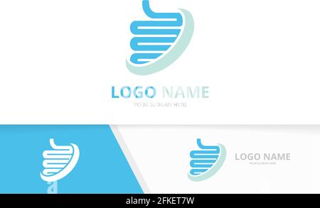 Combinazione di logo dell'organo umano dell'intestino. Modello di logotipo del sistema digestivo vettoriale. Illustrazione Vettoriale