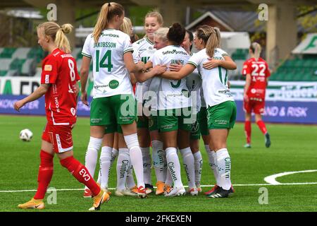 Stoccolma, Svezia. 01 Maggio 2021. Hammarby IF FF festeggia durante la partita nella Lega svedese OBOS Damallsvenskan il 1 maggio 2021 tra Hammarby IF e KIF Orebro DFF a Hammarby IP a Stoccolma, Svezia Credit: SPP Sport Press Photo. /Alamy Live News Foto Stock