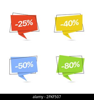 Set di icone di etichette colorate Illustrazione Vettoriale