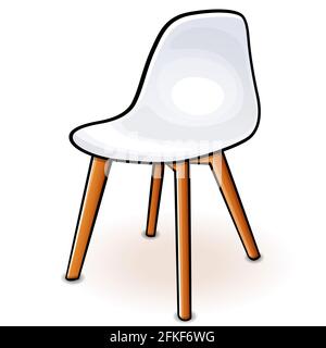 Illustrazione vettoriale del cartone animato bianco della sedia dello scafo Illustrazione Vettoriale